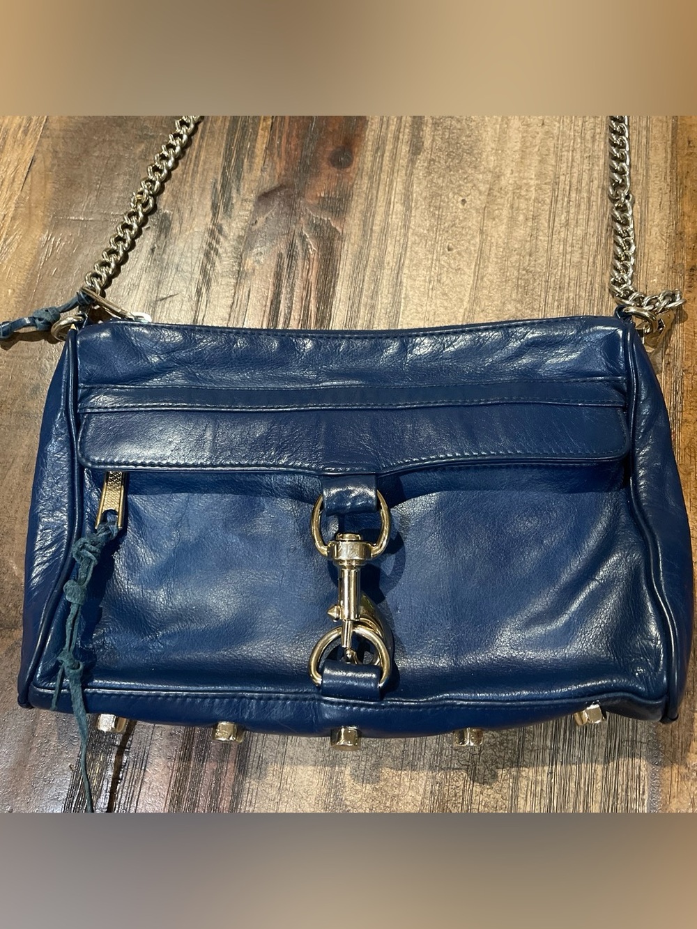 Rebecca Minkoff Navy Blue Leather Crossbody with Chain Strap